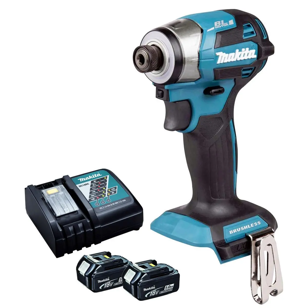 Makita Dtd173z 18V Lxt Brushless Impact Driver With 2 X 5.0Ah Battery & Charger 1