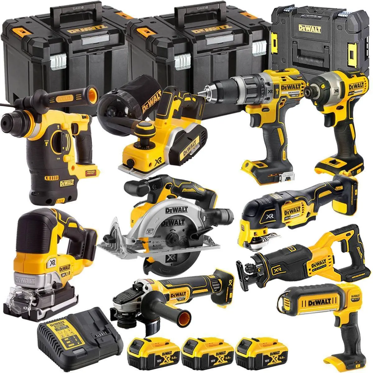Dewalt Dckt4t15b3 18V 10 Piece Kit With 3 X 5.0Ah Battery Charger & Tstak Tool Storage 1