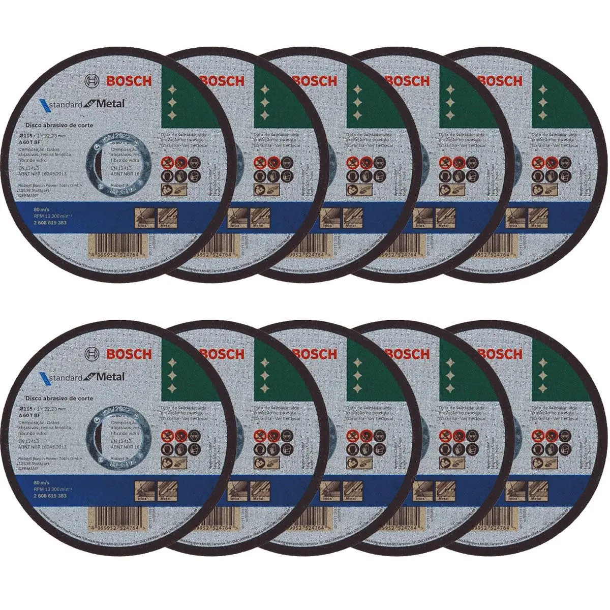 Bosch 2608619383 Metal Thin Cutting Disc 115Mm X 1Mm Pack Of 10 1