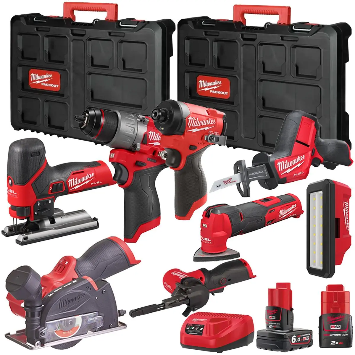 Milwaukee M12fpp7b2-636P 12V Fuel 8 Piece Powerpack Tool Kit With 1 X 6.0Ah & 2.0Ah Batteries, Charger & Case 1