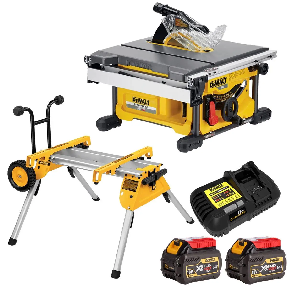 Dewalt Dcs7485n 54V Xr Flexvolt Brushless 210Mm Table Saw With 2 X 6.0 Battery Charger & Rolling Stand 1
