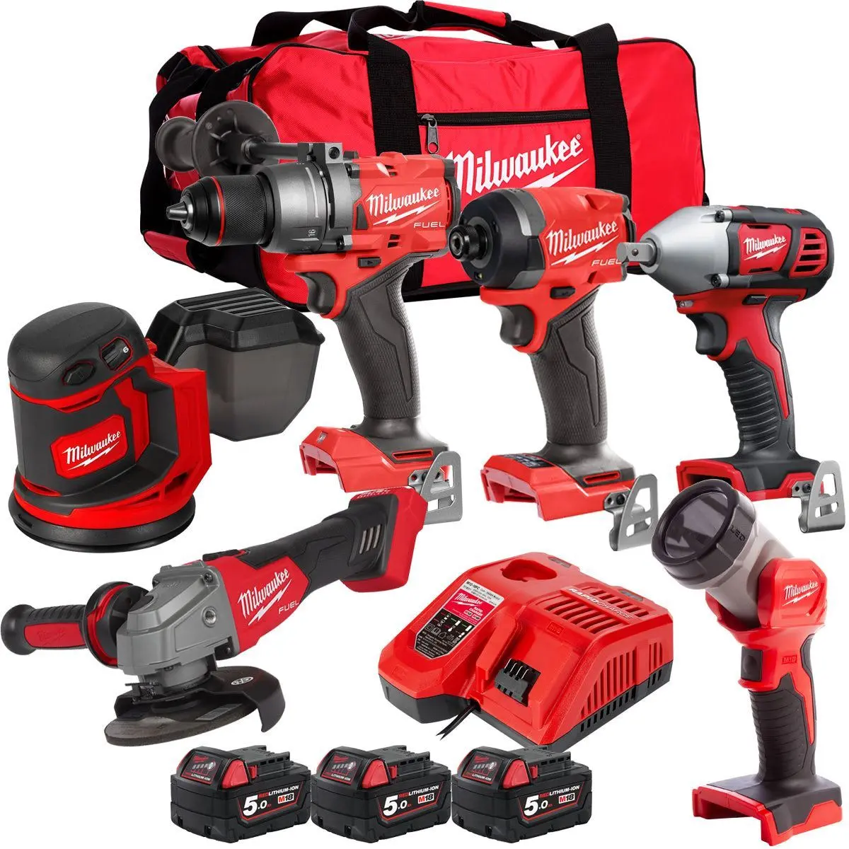 Milwaukee 18V 6 Piece Power Tool Kit With 3 X 5.0Ah Batteries T4tkitm-117 1