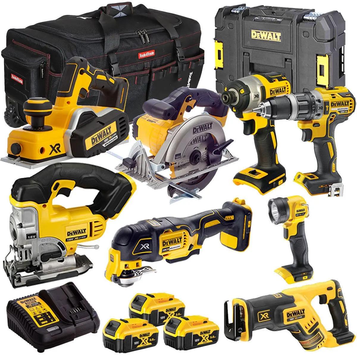 Dewalt 18V 8 Piece Power Tool Kit With 3 X 5.0Ah Battery & Charger T4tkit-9759 1