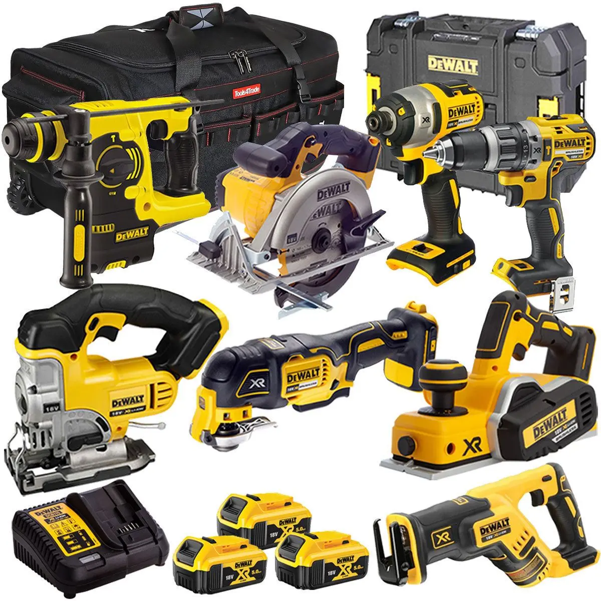 Dewalt 18V 8 Piece Power Tool Kit With 3 X 5.0Ah Battery & Charger T4tkit-9761 1