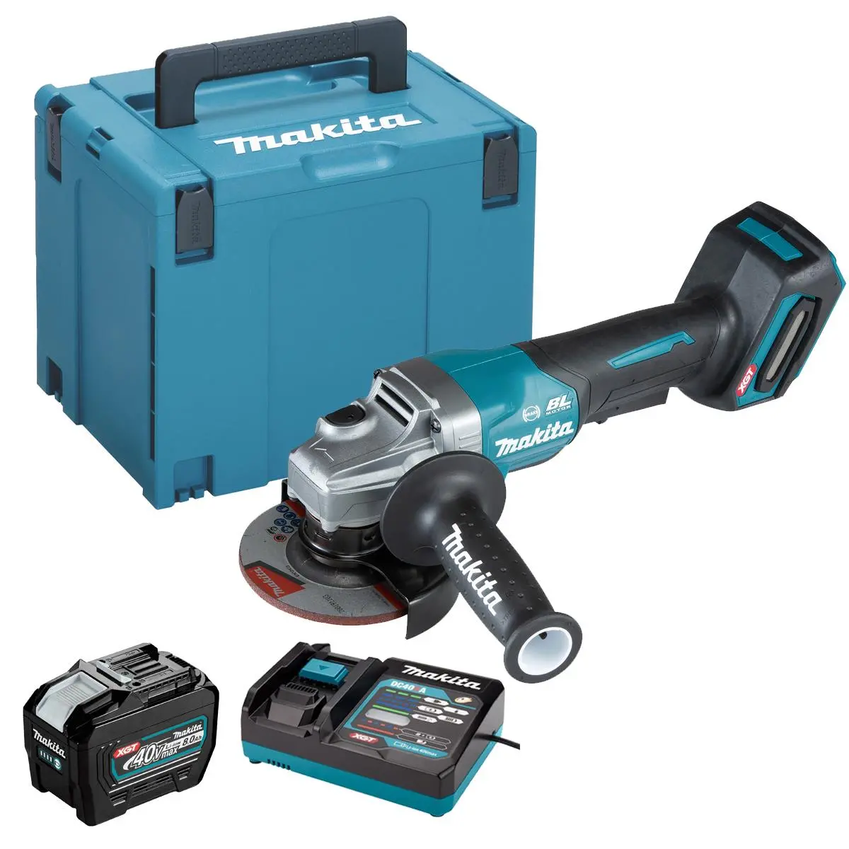 Makita Ga012gz01 40V Max Xgt Brushless Angle Grinder With 1 X 8.0Ah Battery Charger & Case 1