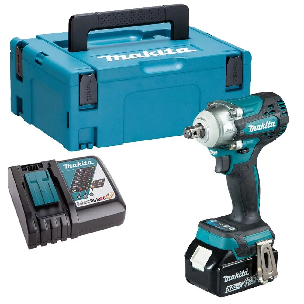 Makita Dtw300z 18V Brushless Impact Wrench With 1 X 5.0Ah Battery Charger & Case 1