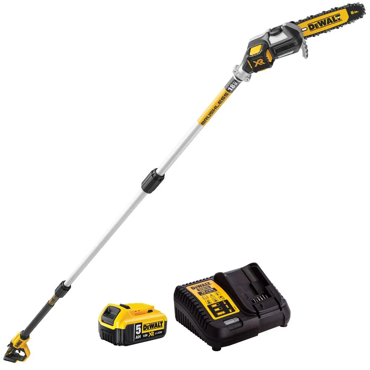 Dewalt Dcmps567p1 18V Xr Brushless Telescopic Pole Chainsaw With 1 X 5.0Ah Battery & Charger 1