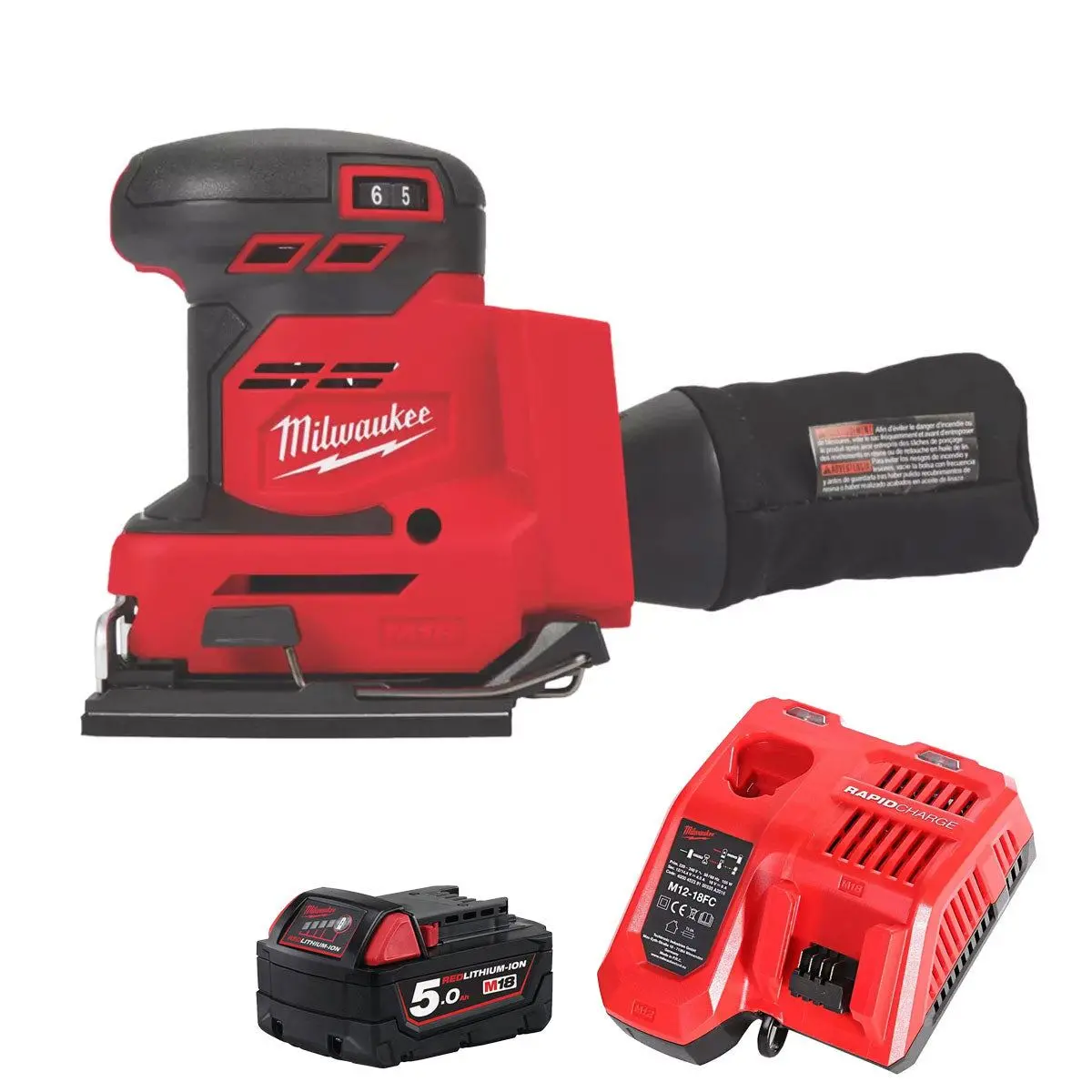 Milwaukee M18bqss-0 18V Sheet Sander With 1 X 5.0Ah Battery & Charger 1