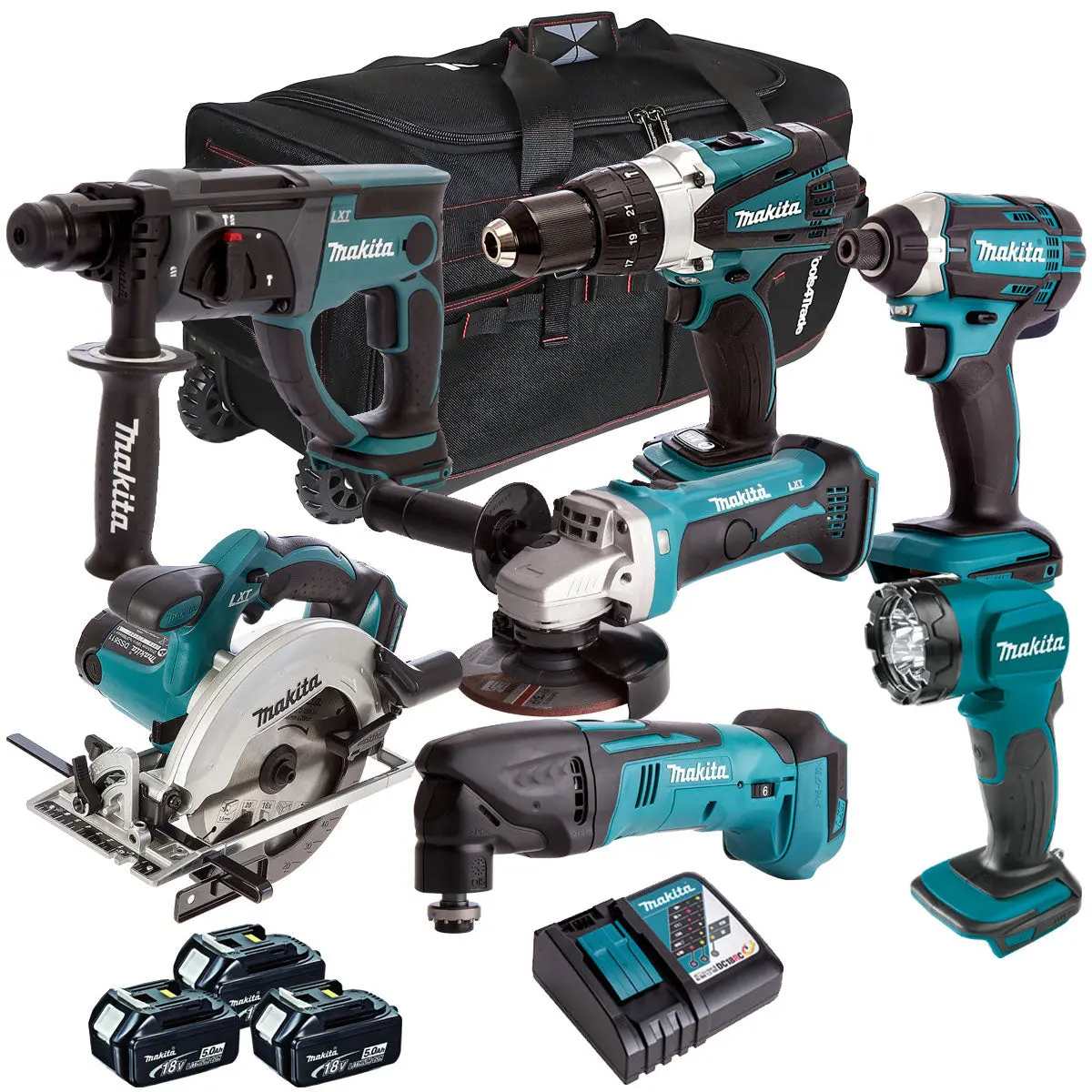 Makita 18V 7 Piece Tool Kit With 3 X 5.0Ah Battery & Charger T4tkit-4317 1