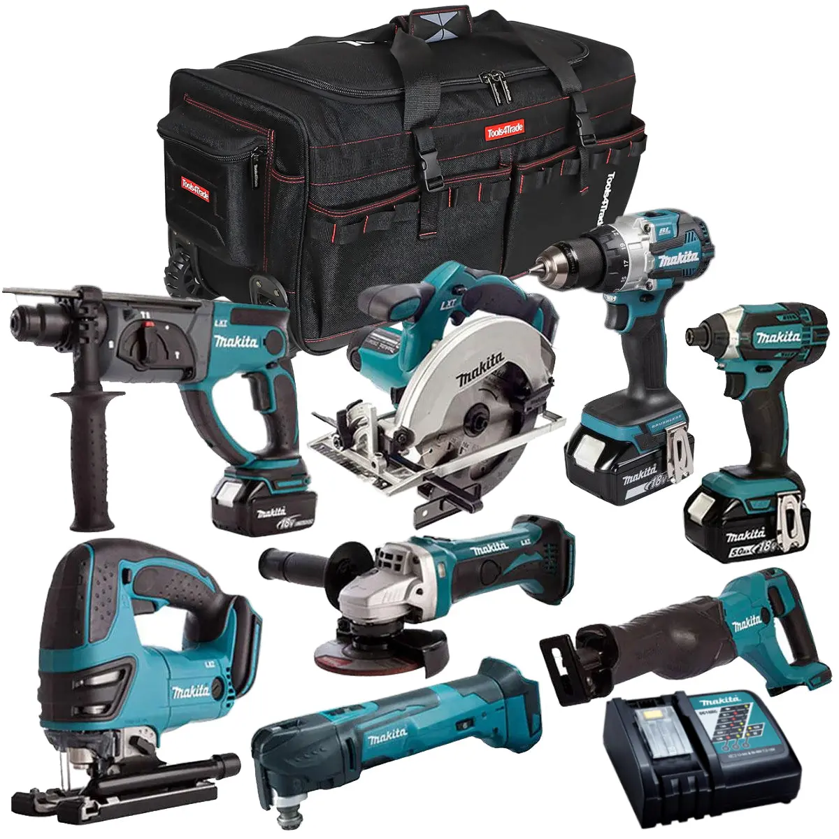 Makita 18V 8 Piece Power Tool Kit With 3 X 5.0Ah Battery & Charger T4tkit-4321 1
