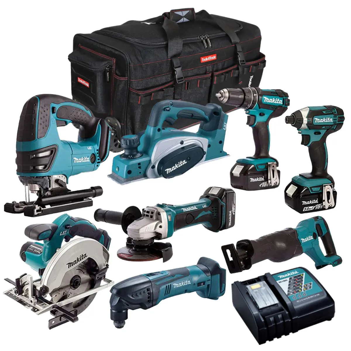 Makita 18V 8 Piece Power Tool Kit 3 X 5.0Ah Batteries & Charger T4tkit-4330 1