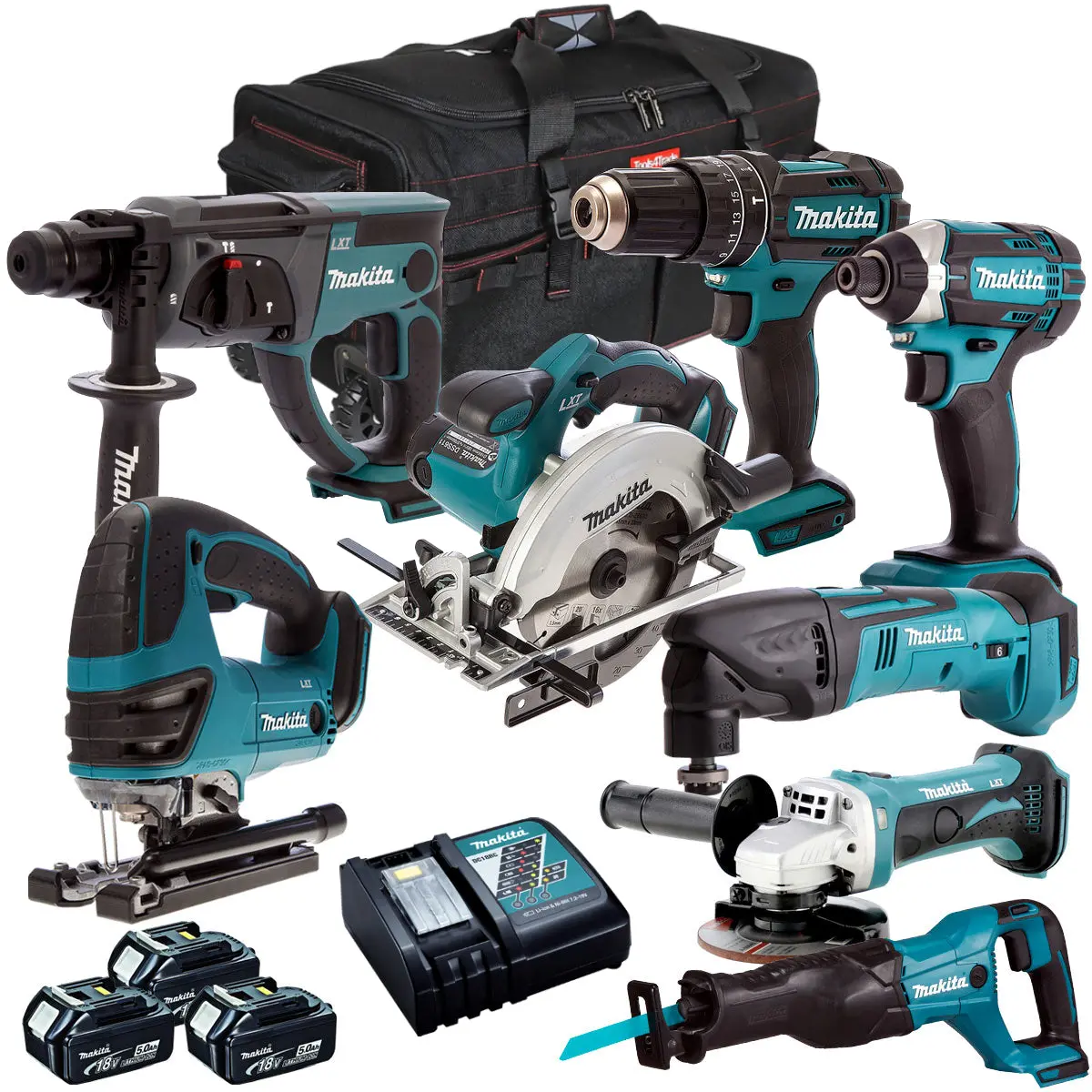 Makita 18V 8 Piece Tool Kit  3 X 5.0Ah Batteries & Charger T4tkit-4344 1