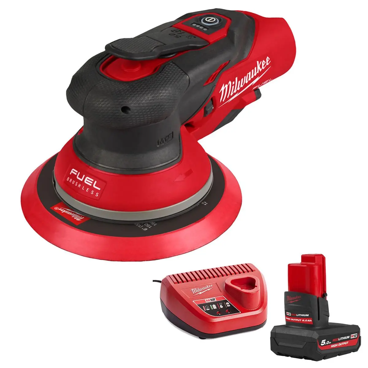 Milwaukee M12fros5-0 12V Fuel Brushless 150Mm Random Orbit Sander With 1 X 5.0Ah Battery & Charger 1