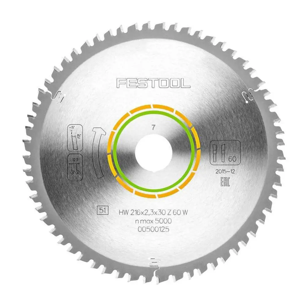 Festool 216Mm X 2.3Mm X 30Mm 60T Wood Fine Cut Blade - 500125 1