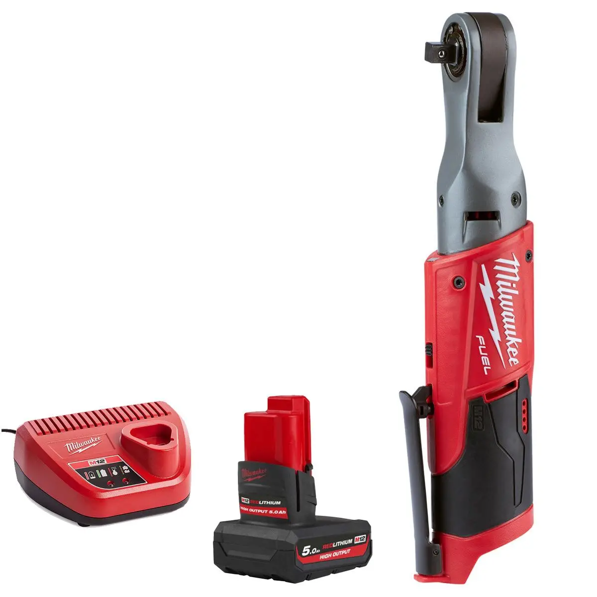 Milwaukee M12fir38-0 12V 3/8" Fuel Brushless Ratchet With 1 X 5.0Ah Battery & Charger 1