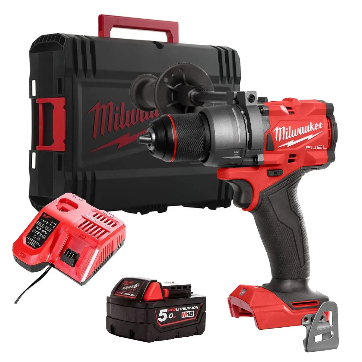Milwaukee M18fpd3-0 18V Fuel Brushless Combi Drill With 1 X 5.0Ah Battery Charger & Empty Tool Box (Without Inlay) 1