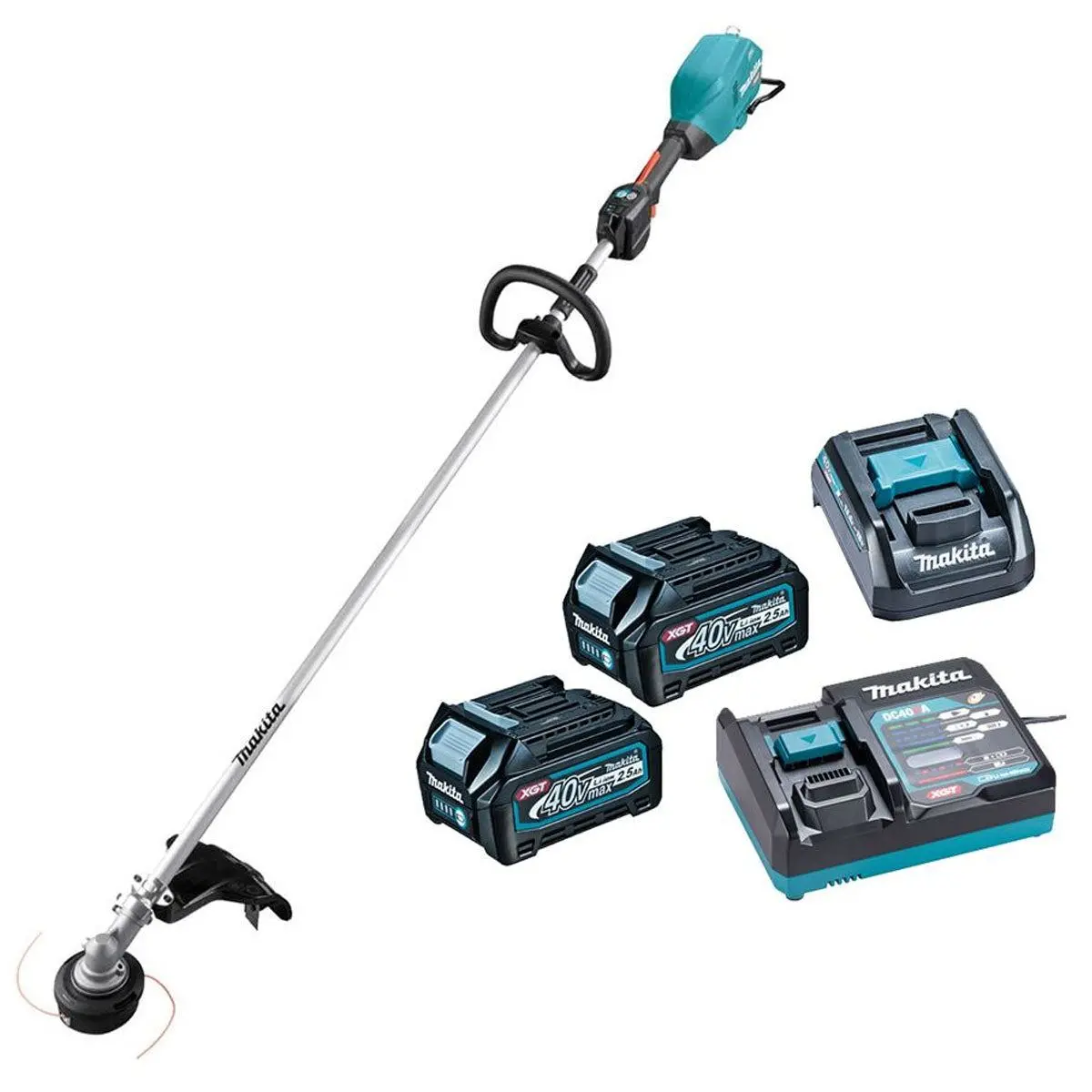 Makita Ur008gd201 40V Xgt Brushless Line Trimmer 430Mm With 2 X 2.5Ah Batteries & Charger 1