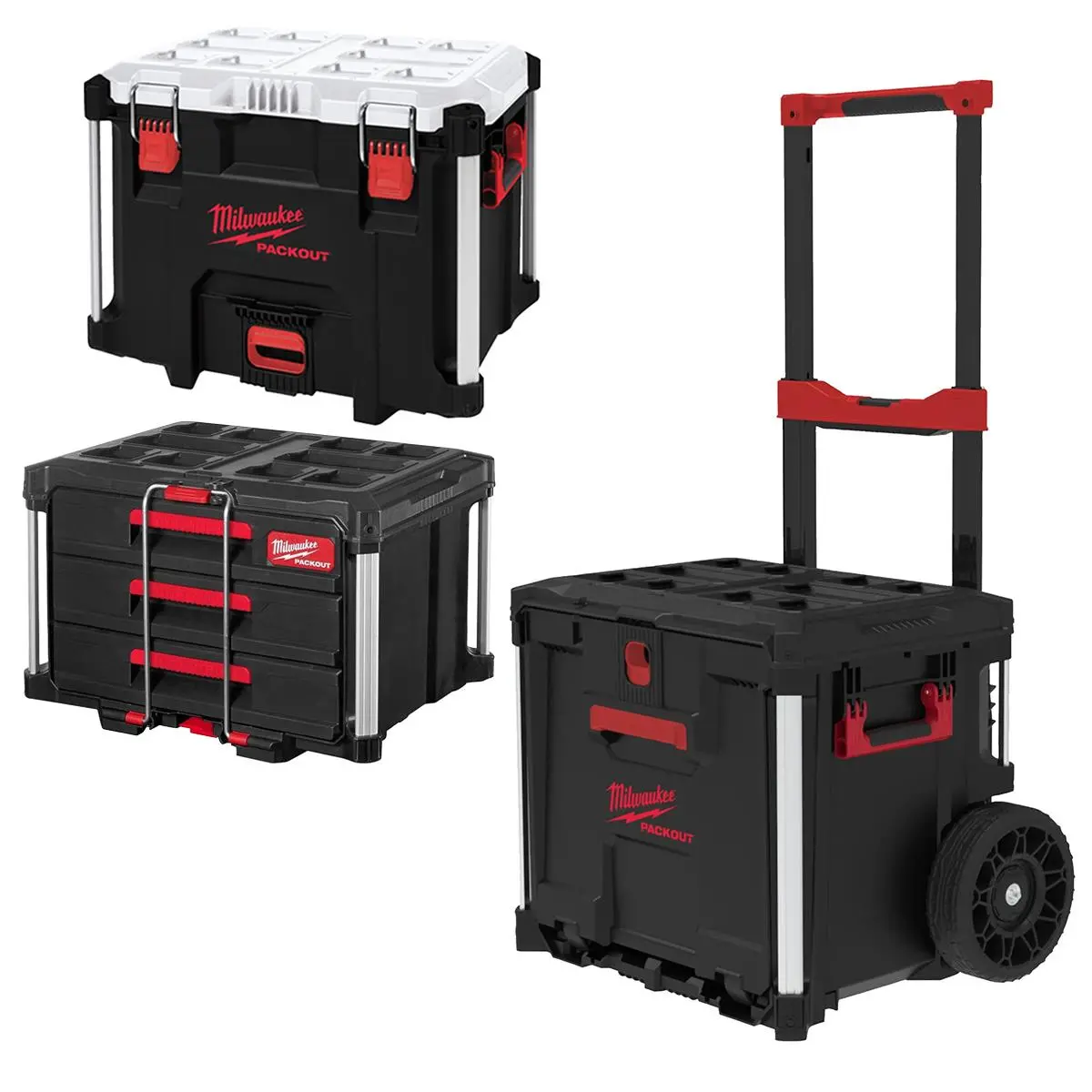 Milwaukee Packout Rolling Drawer Tool Box Trolley With 3 Drawer Tool Box & 38L Xl Cooler 1
