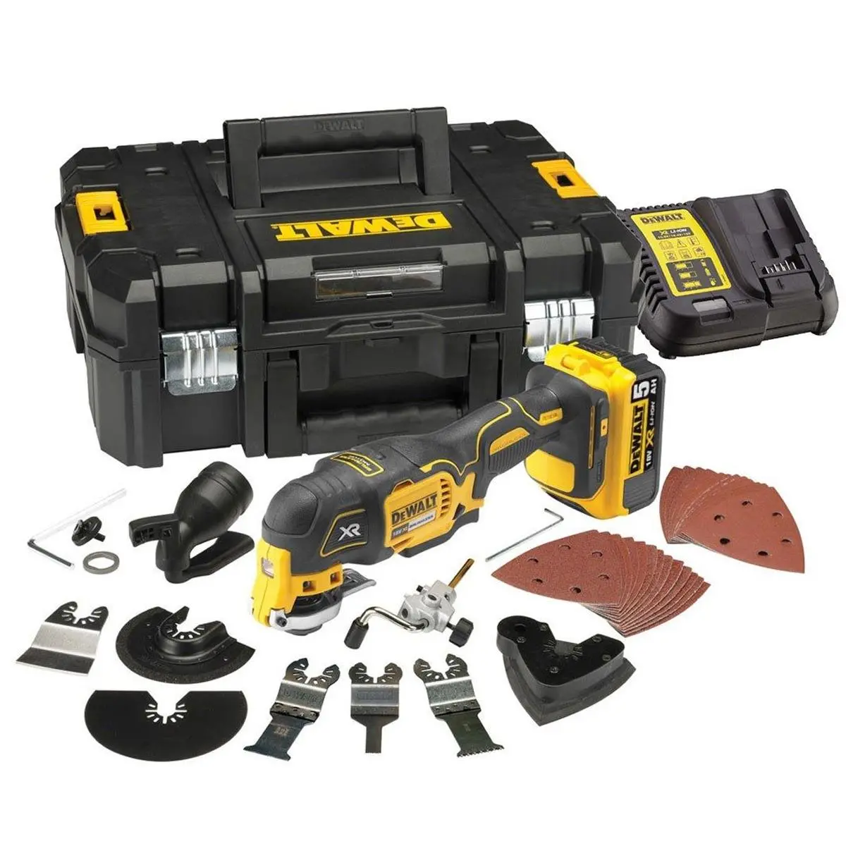 Dewalt Dcs355p1 18V Xr Brushless Oscillating Multi-Tool With 1 X 5.0Ah Battery, Charger, Accessories Set & Case 1