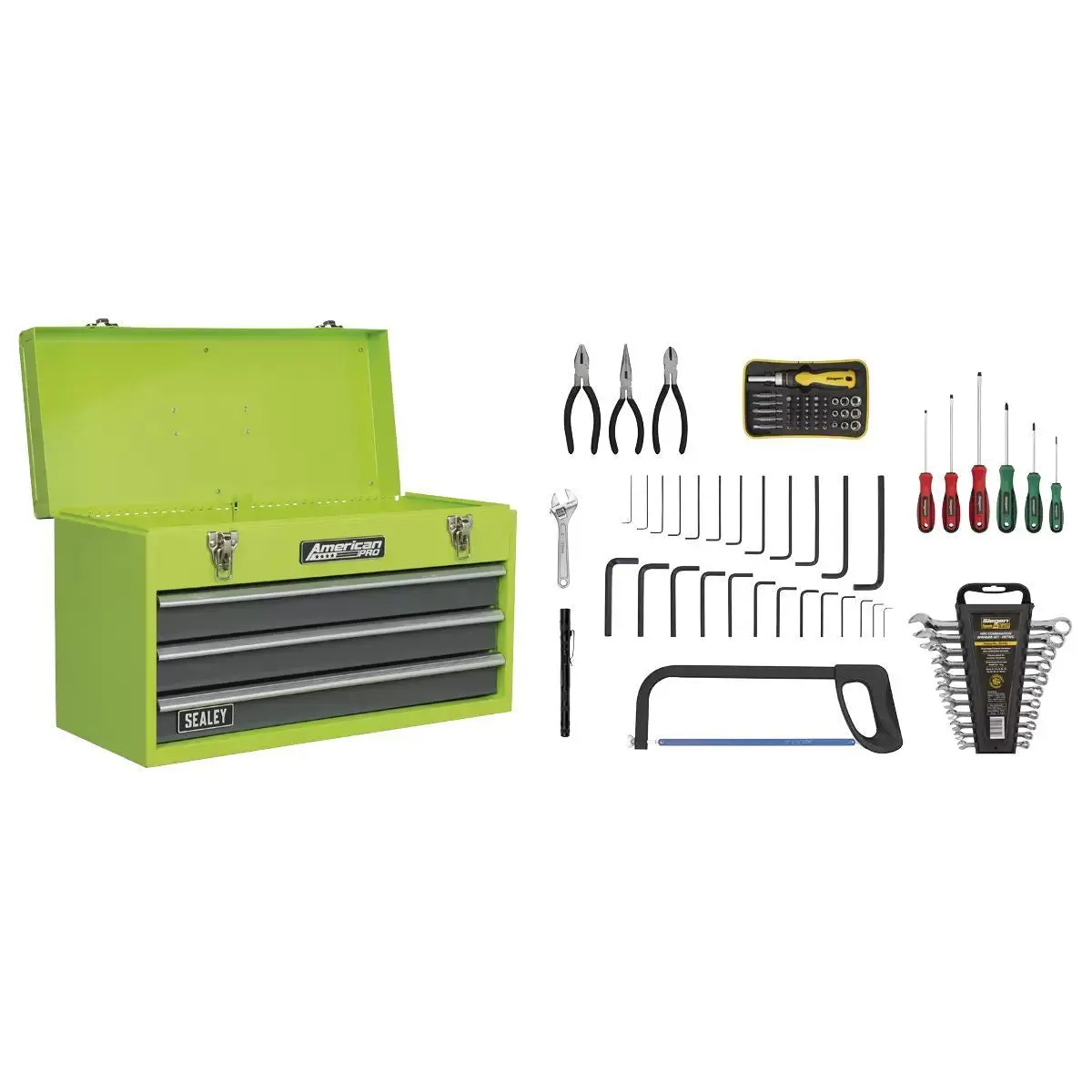 Sealey Ap9243bbhvcom Portable Tool Chest 3 Drawer 93Pc Tool Kit 1