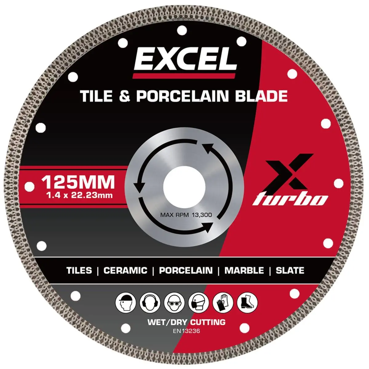 Excel 5" Diamond Blade For Cutting Ceramic & Porcelain - Wet & Dry Use 1