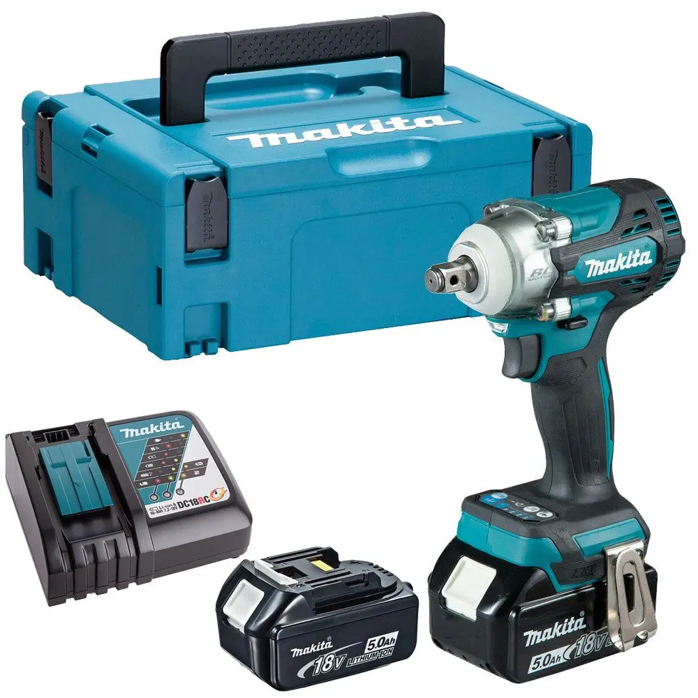 Makita Dtw300rtj 18V Lxt Brushless 1/2" Impact Wrench With 2 X 5.0Ah Batteries Charger In Case 1