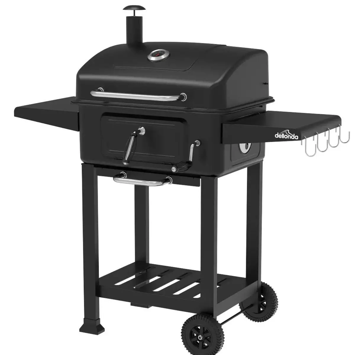 Sealey Dg283 Dellonda Charcoal Grill Bbq Smoker And Trolley With 2 Side Shelves Black 2