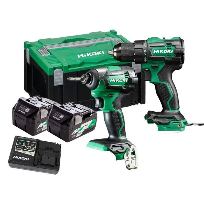 Hikoki Kc18dejaz 18V Brushless Combi Drill & Impact Driver Twin Kit With 2 X 2.5Ah/5.0Ah Battery, Charger & Case 1
