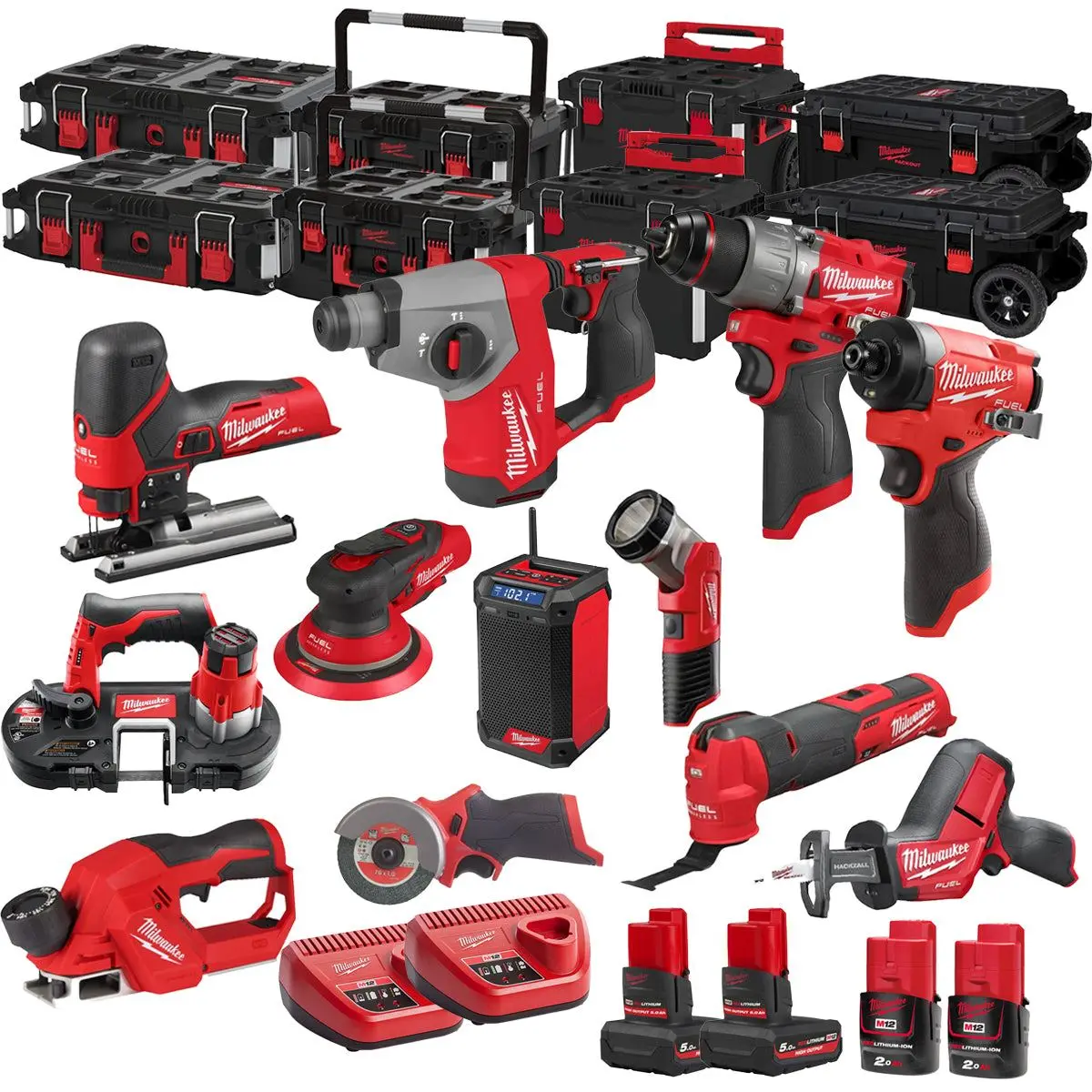 Milwaukee 12V 12 Piece Power Tool Kit With 4 X Batteries T4tkitm - 18485 1