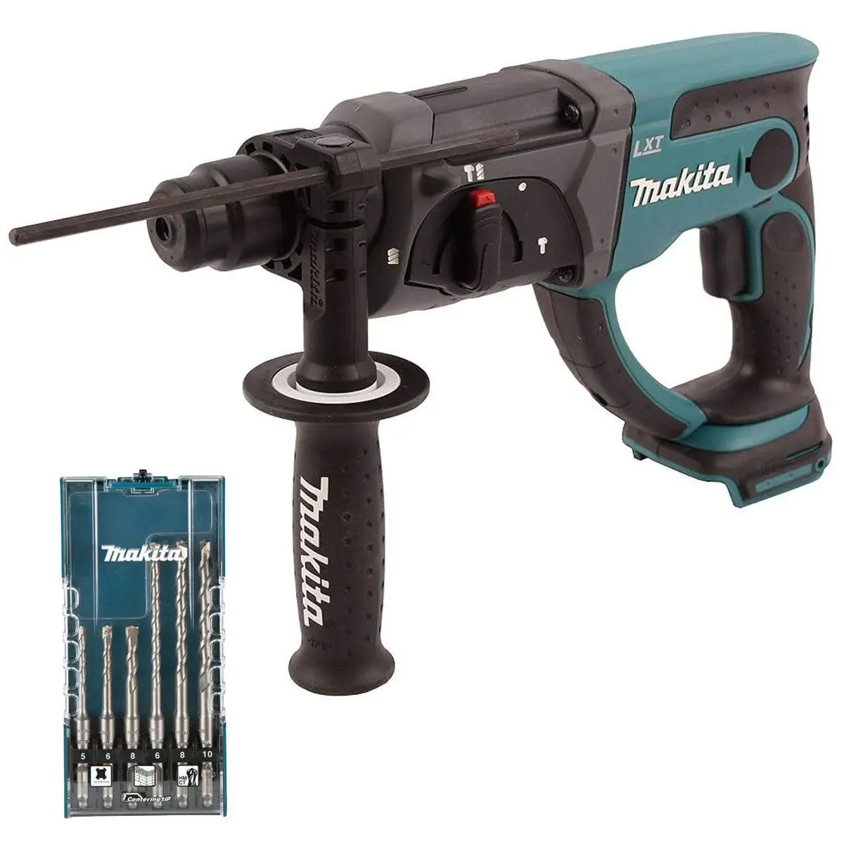 Makita Dhr202z 18V Sds+ Rotary Hammer Drill With 6 Piece Drill Bit Set E-15730 1