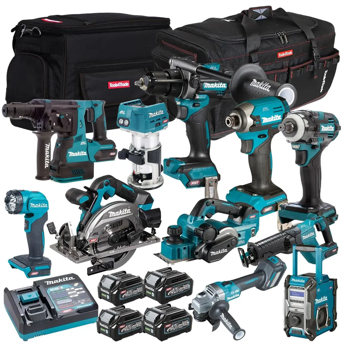 Makita 40V Xgt 11 Piece Brushless Power Tool Kit With 4 X 2.5Ah Battery T4tkit-16055 1