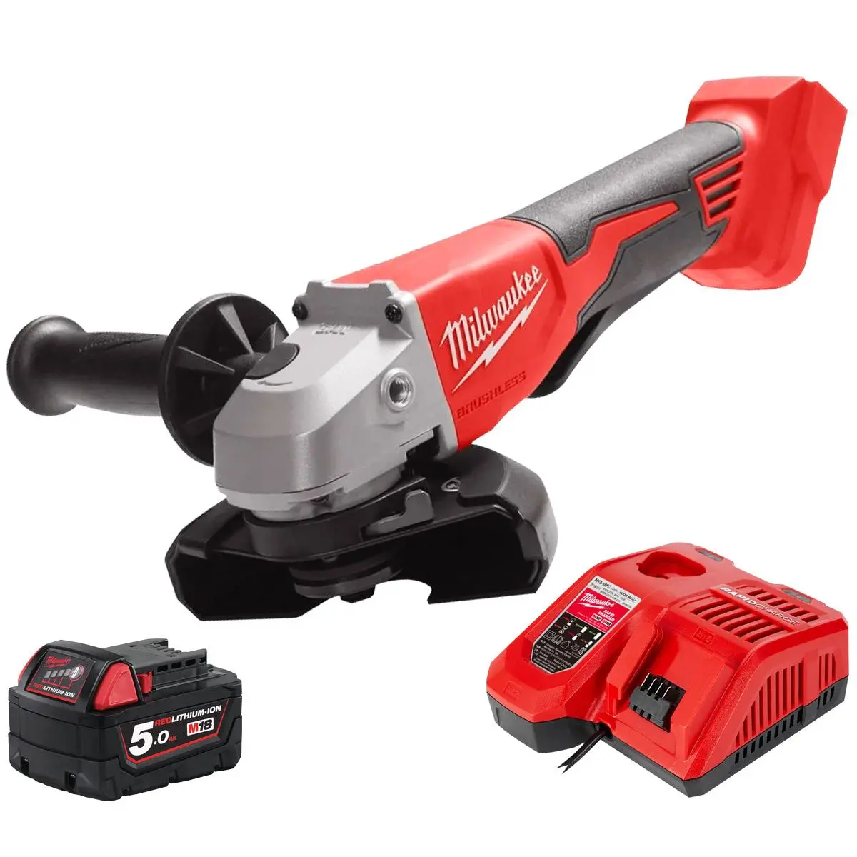 Milwaukee M18blsag125xpd-0 18V 125Mm Brushless Angle Grinder With 1 X 5.0Ah Battery & Charger 1