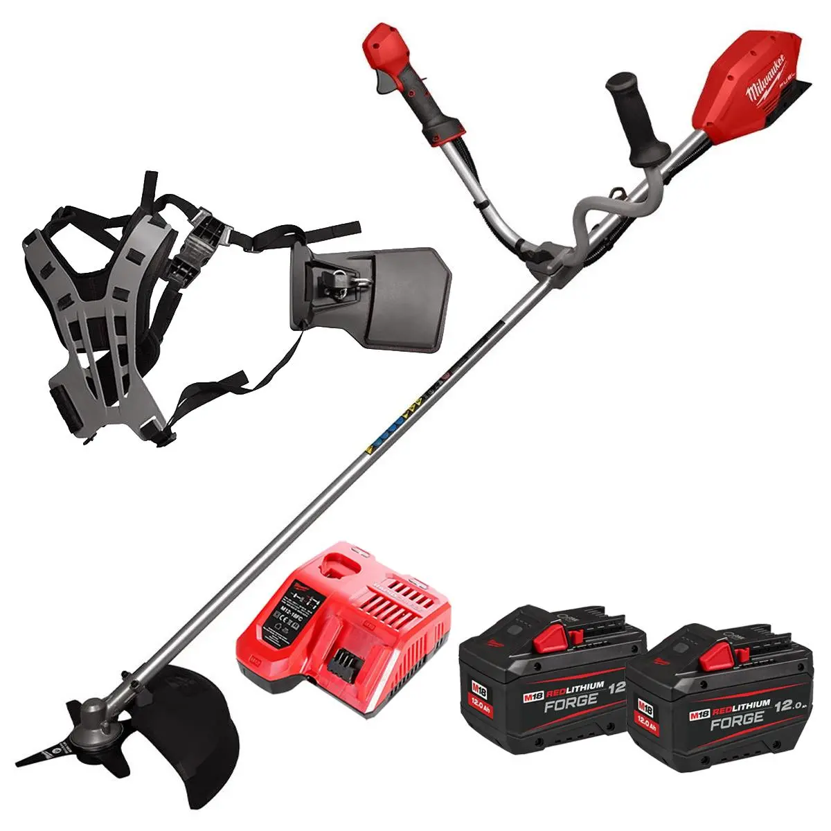 Milwaukee M18fbcu-0 M18 18V Brushless Brush Cutter With 2 X 12.0Ah Batteries Charger & Harness 1