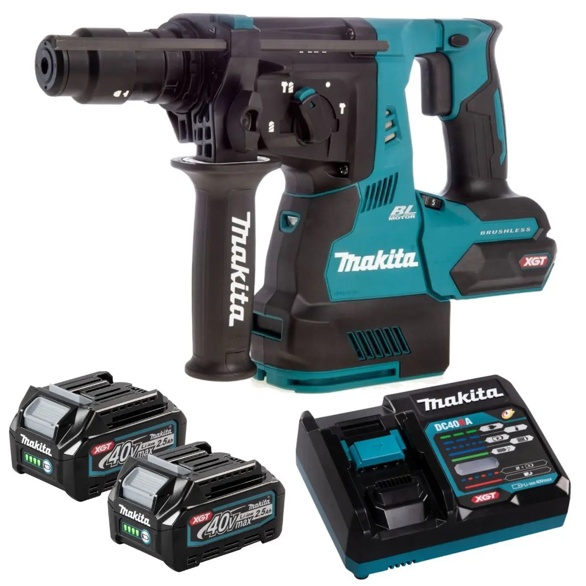 Makita Hr003gz 40V Brushless Sds+ Rotary Hammer Drill With 2 X 2.5Ah Battery & Charger 1