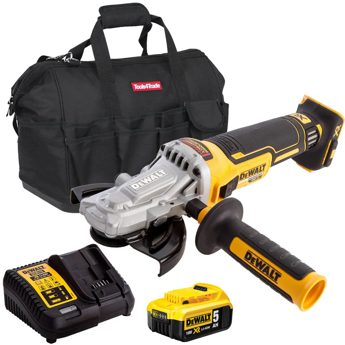 Dewalt Dcg405fn 18V Brushless 125Mm Angle Grinder With 1 X 5.0Ah Batteries & Charger In Bag 1