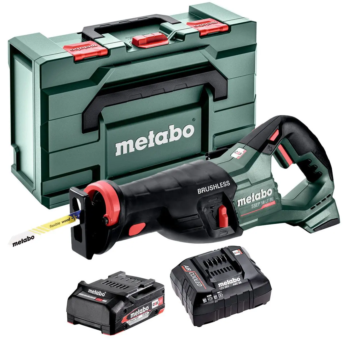 Metabo Ssep 18 Lt Bl 18V Brushless Sabre Saw With 1 X 2.0Ah Battery Charger & Metabox 1