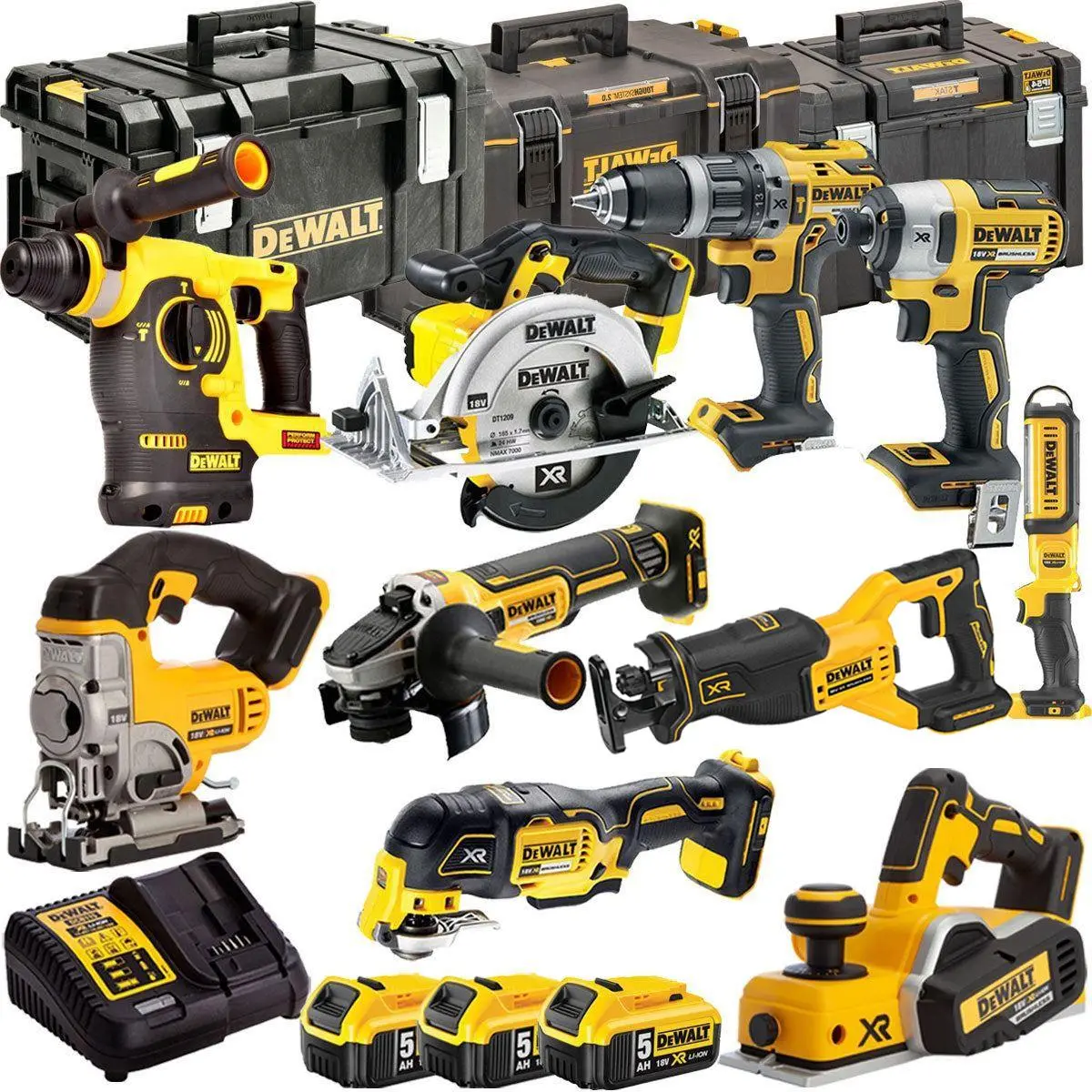 Dewalt Dckt4t10p12 18V Xr 10 Piece Power Tool Kit With 3 X 5.0Ah Batteries & Toughsystem Box 1
