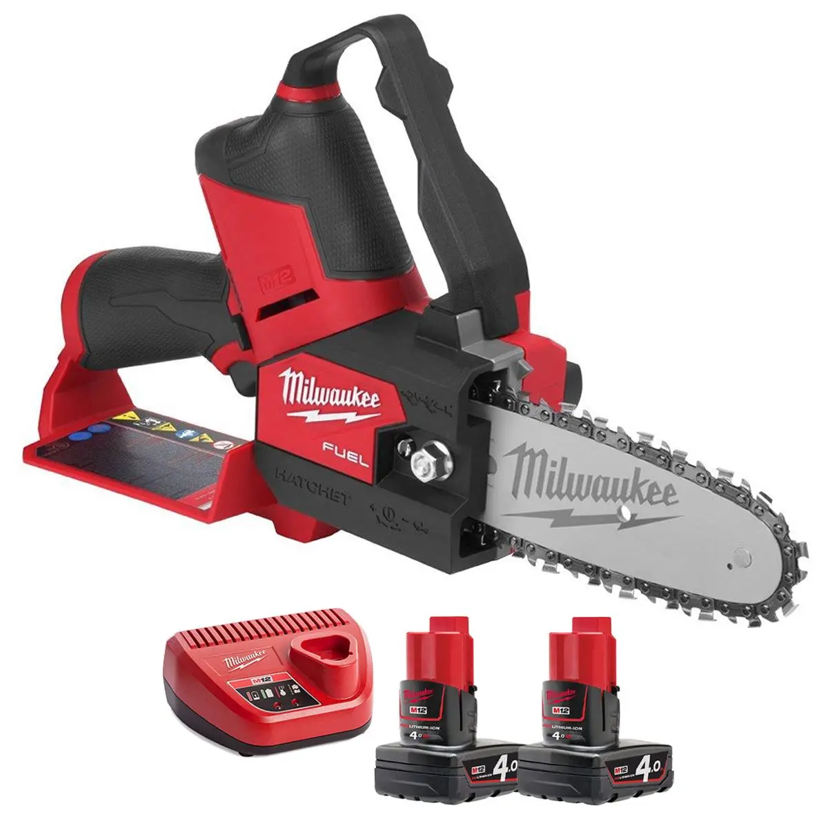 Milwaukee M12fhs-0 12V Brushless 231Mm Fuel Hatchet Pruning Saw With 2 X 4.0Ah Battery & Charger 1