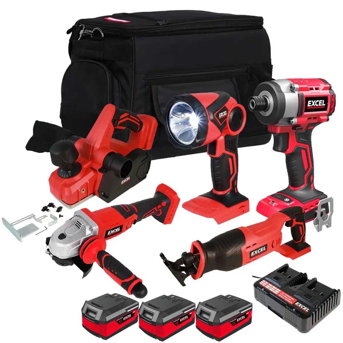 Excel 18V Cordless 5 Piece Tool Kit With 3 X 4.0Ah Battery & Charger Exl5235 1