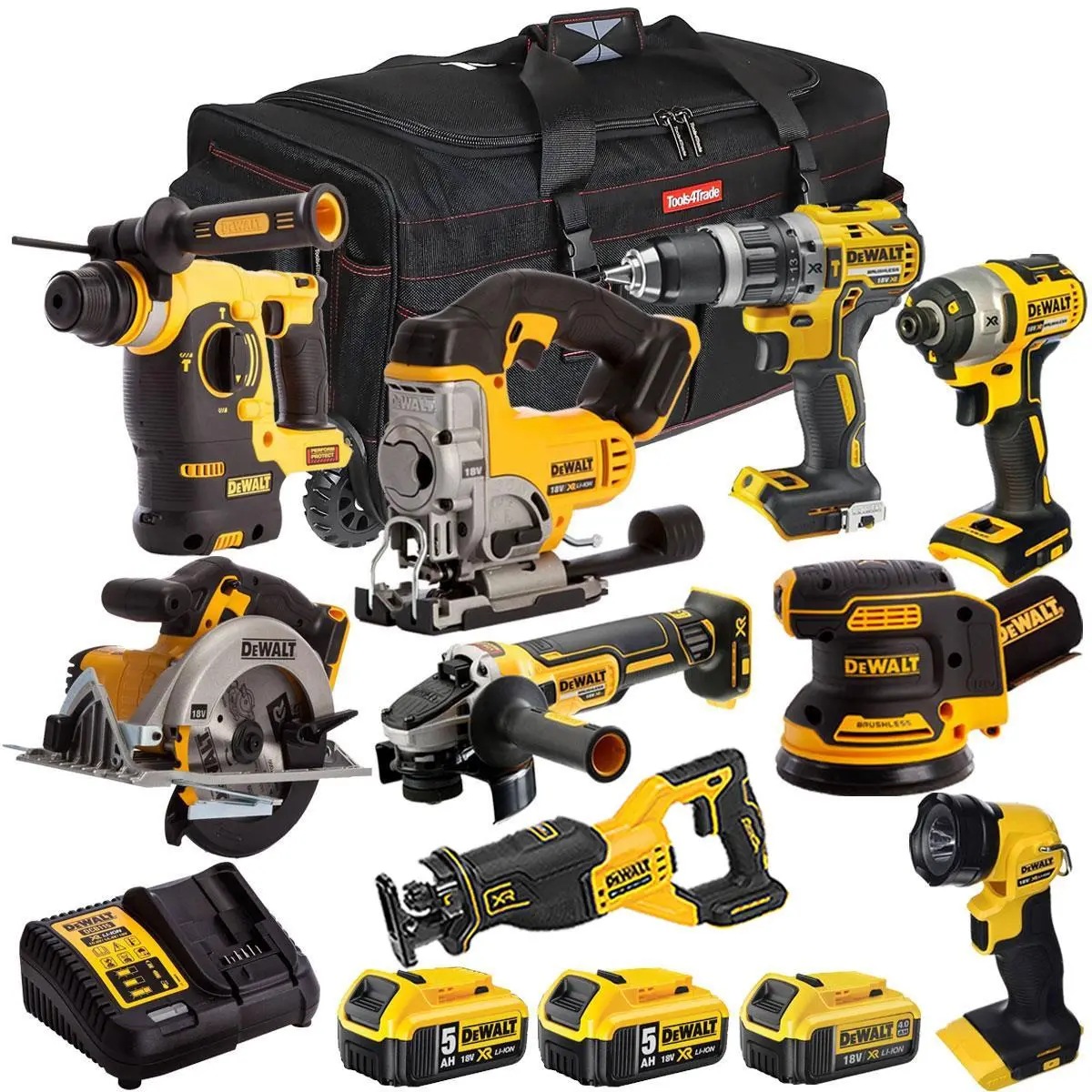 Dewalt 18V 9 Piece Combo Kit With 3 X Batteries & Charger T4tkit-1624 1