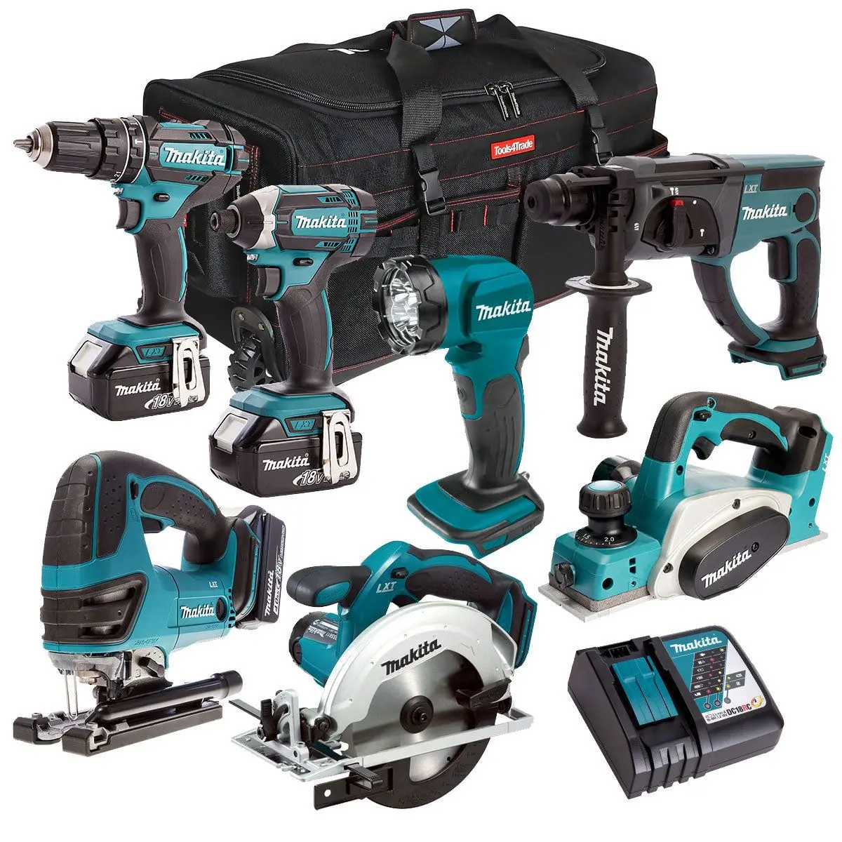 Makita 18V 7 Piece Cordless Kit With 3 X 5.0Ah Batteries & Charger T4tkit-211 1