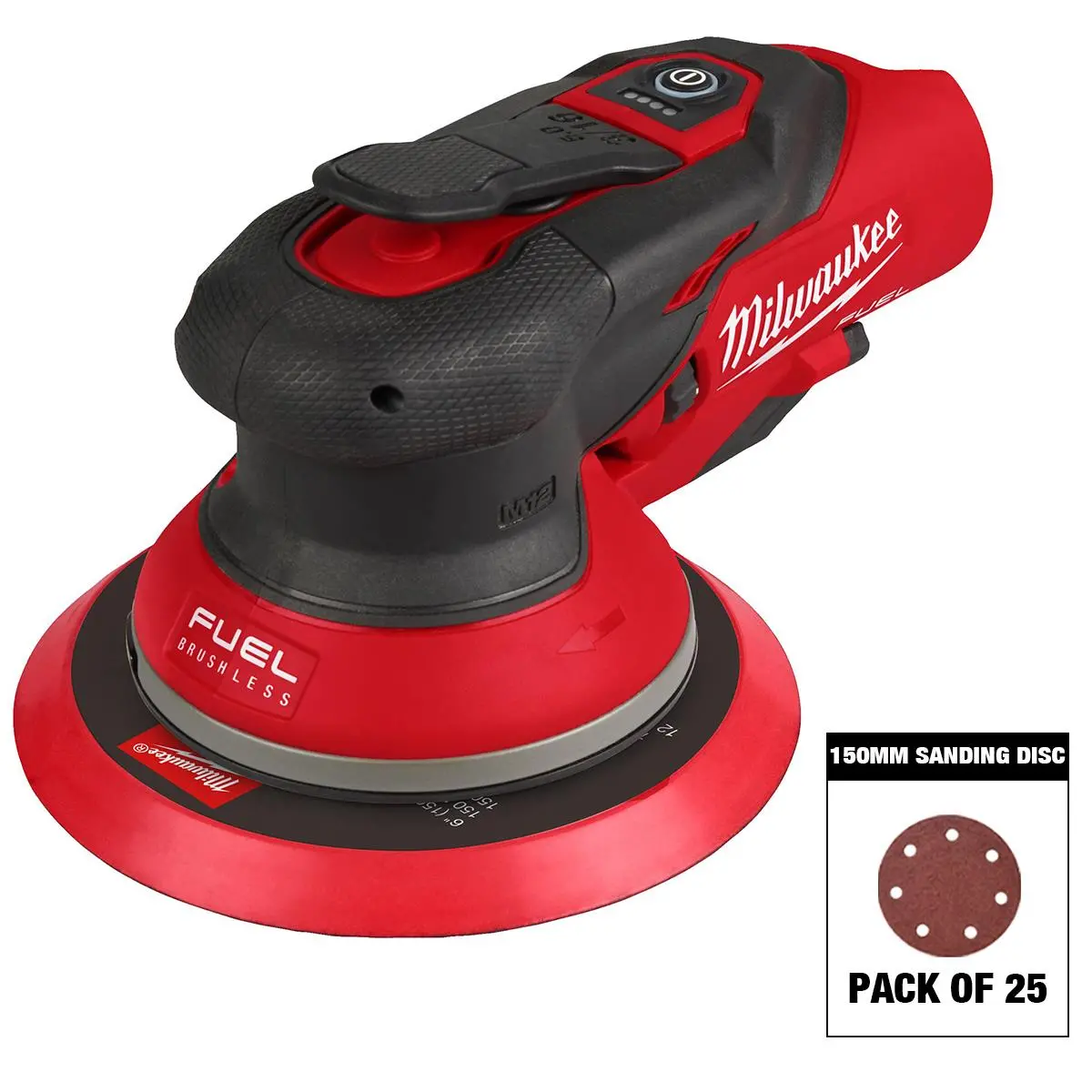 Milwaukee M12fros5-0 12V Fuel Brushless 150Mm Random Orbit Sander With Sanding Disc Mix Grit Pack Of 25 1