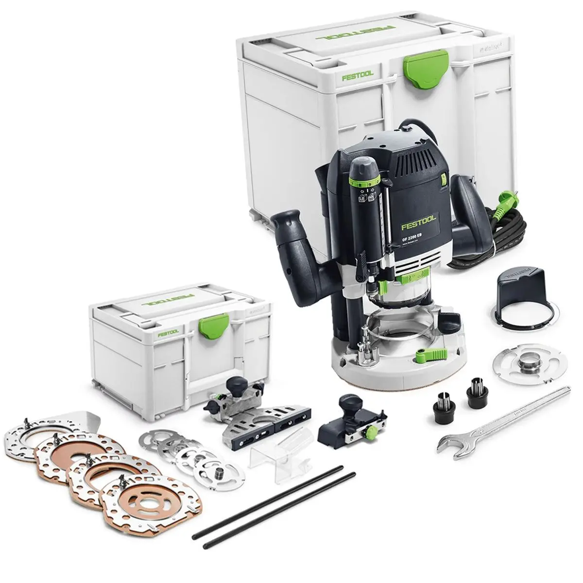 Festool Of 2200 Eb-Plus 1/2" Router Cutter 230V Gb - 576218 With Router Accessories Set 576832 1