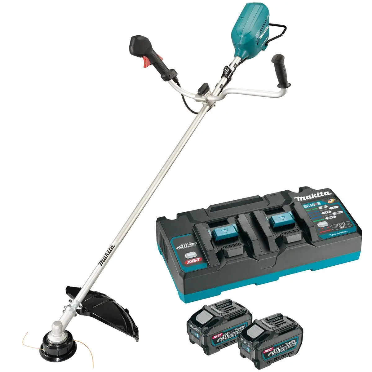 Makita Ur012gt203 Twin 40V Max Brushless Brush Cutter With 2 X 5.0Ah Battery & Twin Port Charger 1