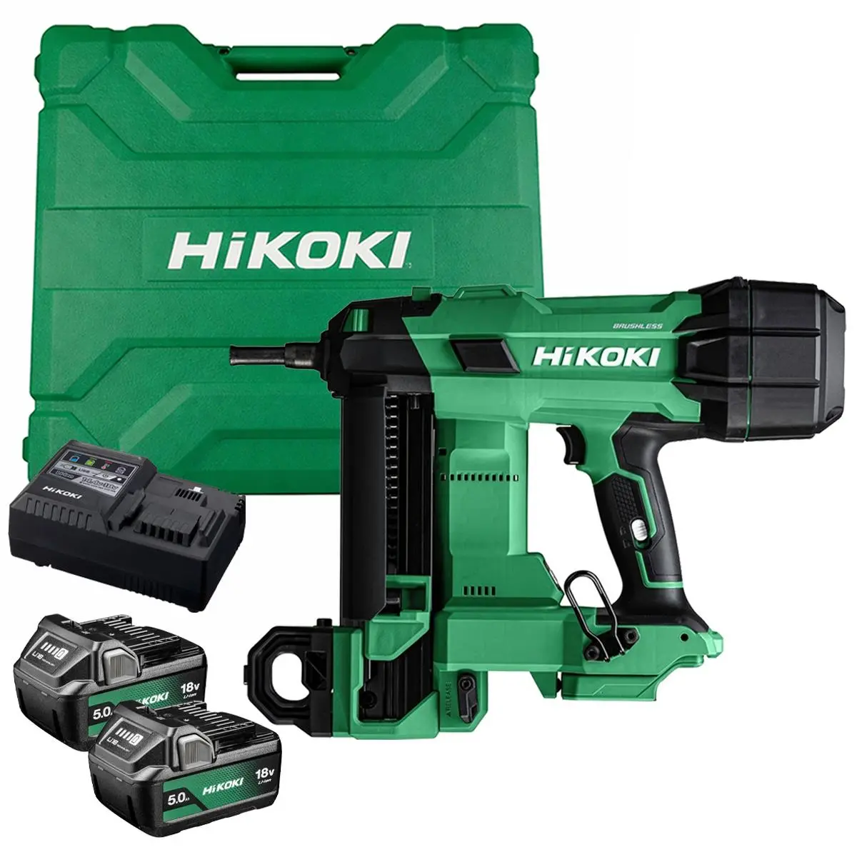 Hikoki Nc1840dajpz 18V Brushless Concrete Nailer With 2 X 5.0Ah Battery, Charger & Carry Case 1