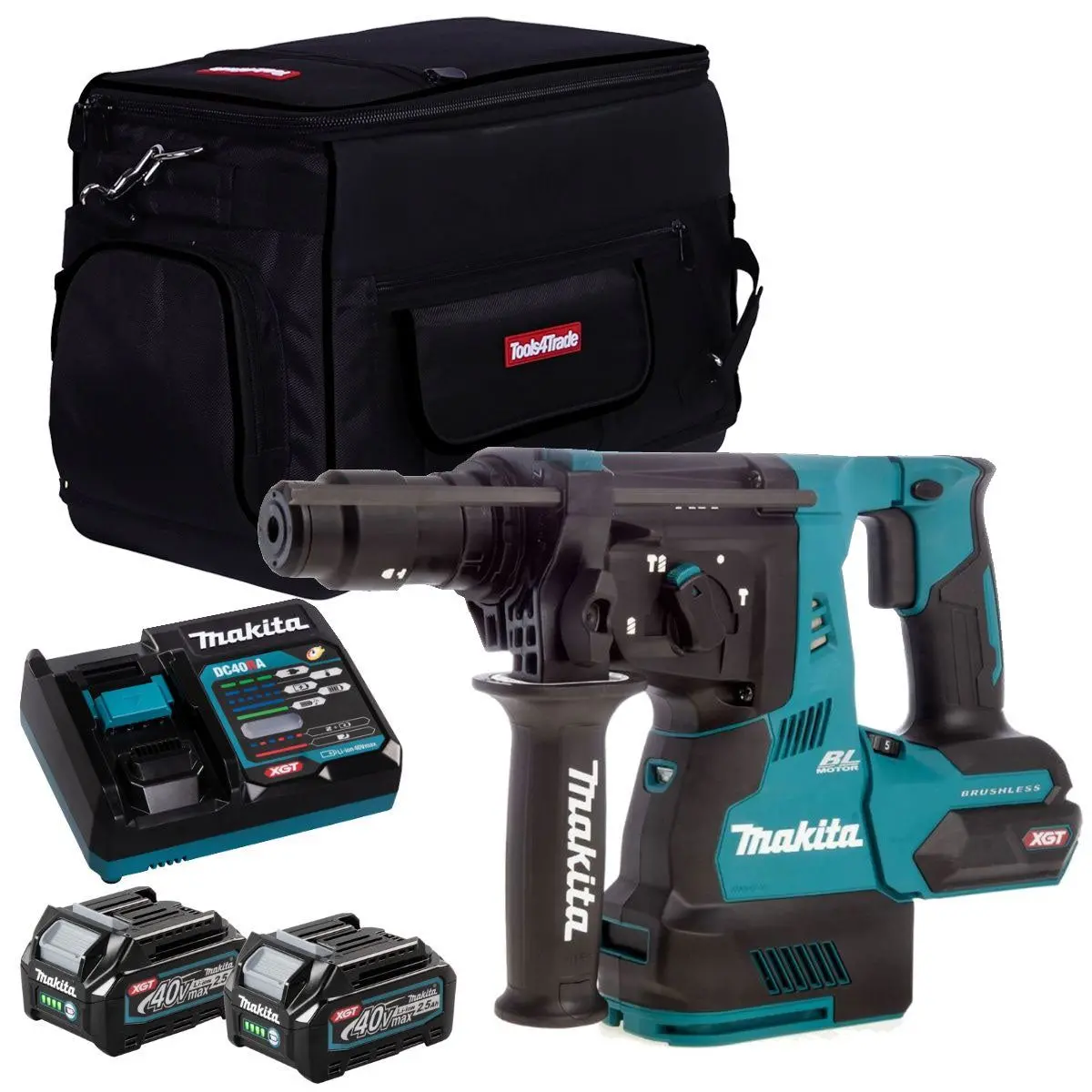 Makita Hr003gz 40V Brushless Sds+ Rotary Hammer Drill With 2 X 2.5Ah Battery Charger & Bag 1