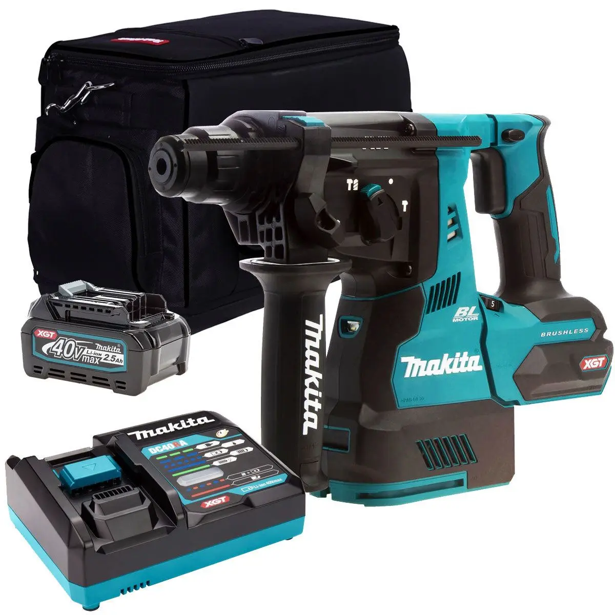 Makita Hr003gz 40V Brushless Sds+ Rotary Hammer Drill With 1 X 2.5Ah Battery Charger & Bag 1