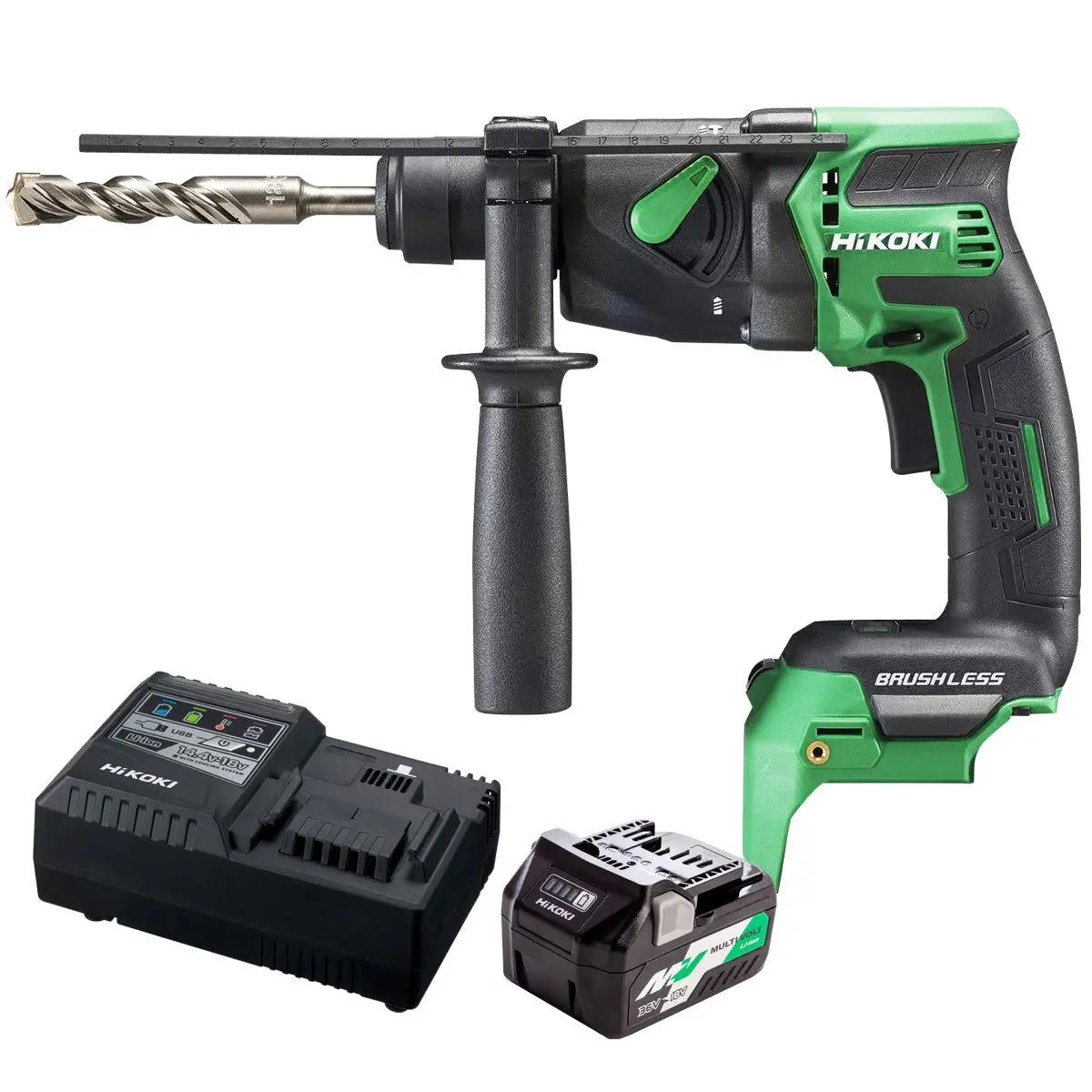 Hikoki Dh18dpbj4z 18V Brushless Sds+ Rotary Hammer Drill With 1 X 2.5Ah/5.0Ah Battery & Charger 1