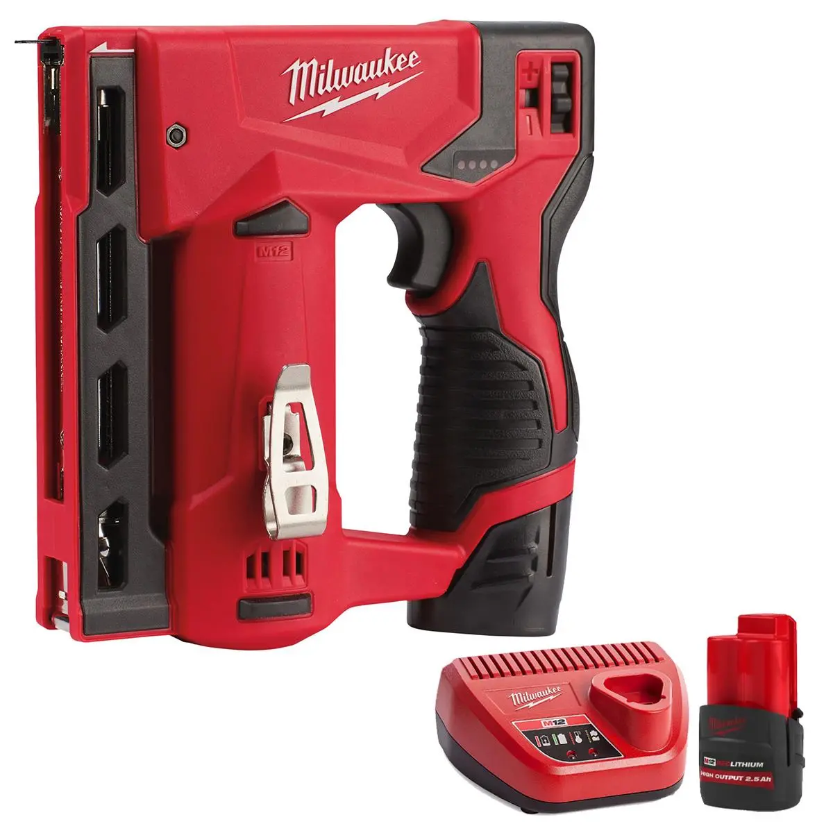Milwaukee M12bst-0 12V Sub Compact Second Fix Stapler With 1 X 2.5Ah Battery & Charger 1