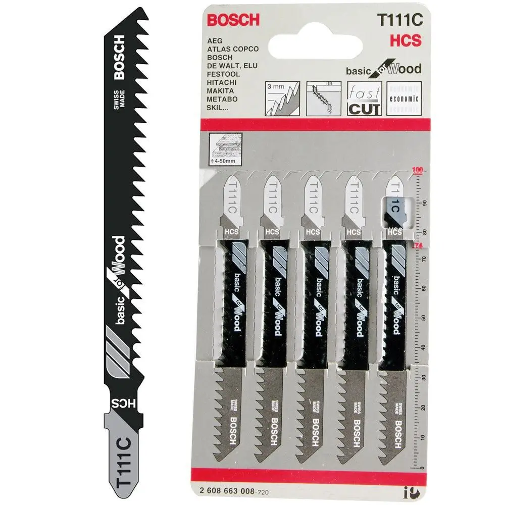 Bosch T111c Wood Jigsaw Blade Pack Of 5 - 2608630033 1